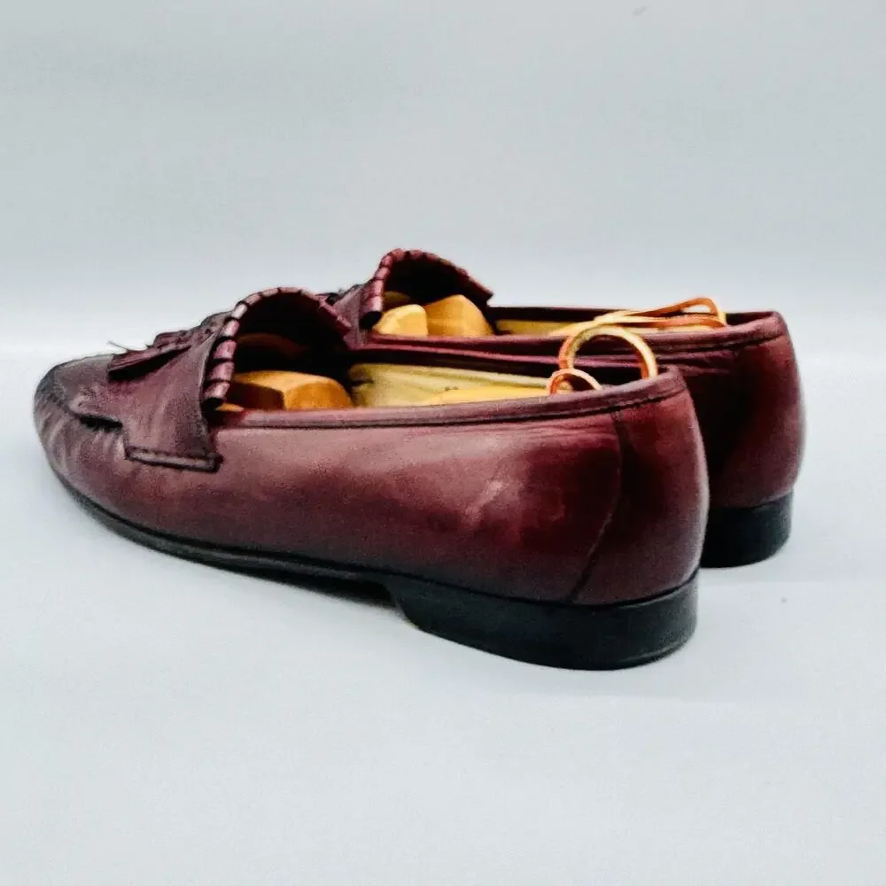 Johnston & Murphy Shoes Mens 11 Red Leather Kiltie Tassel Loafers Dress Casual